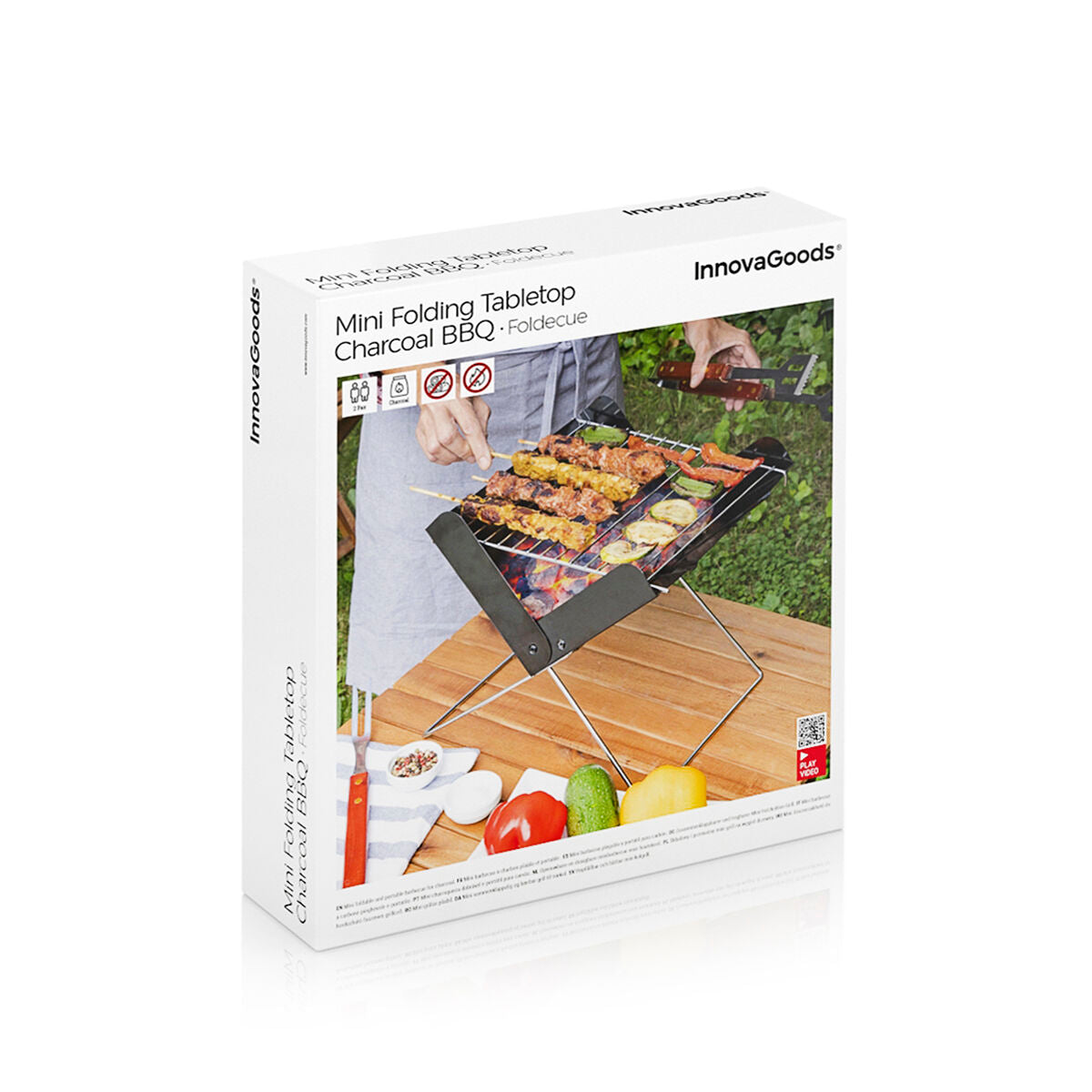 Zusammenklappbarer tragbarer Mini-Grill für Holzkohle Foldecue InnovaGoods 