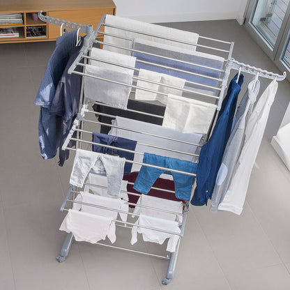Folder InnovaGoods 24 Bar vertikal klappbarer Wäscheständer auf Rädern 