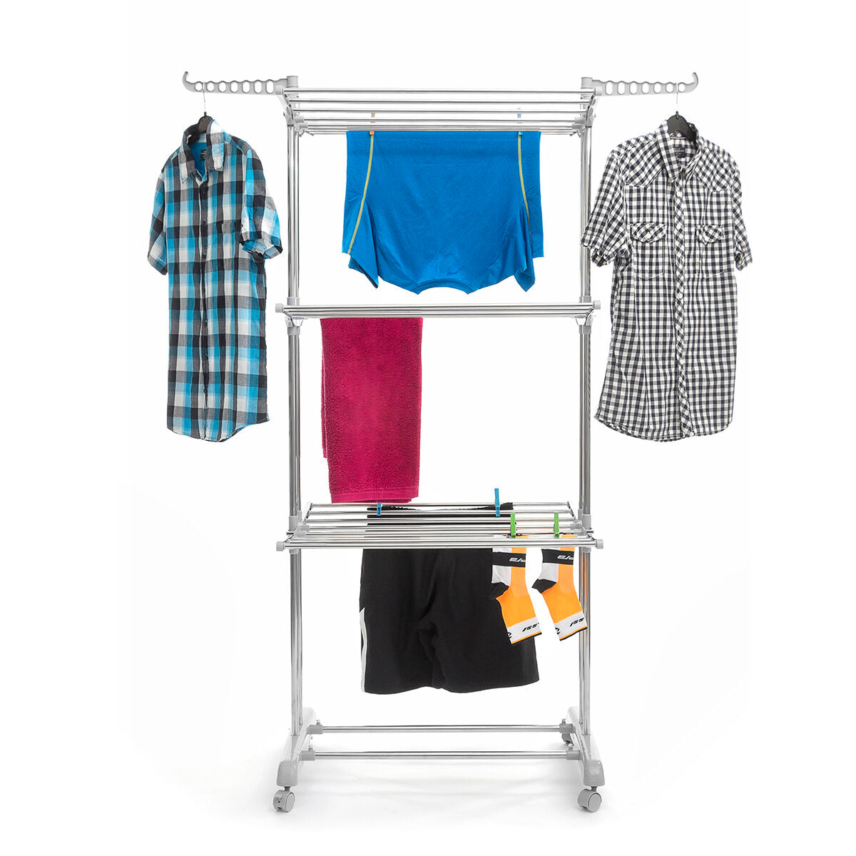 Folder InnovaGoods 24 Bar vertikal klappbarer Wäscheständer auf Rädern 