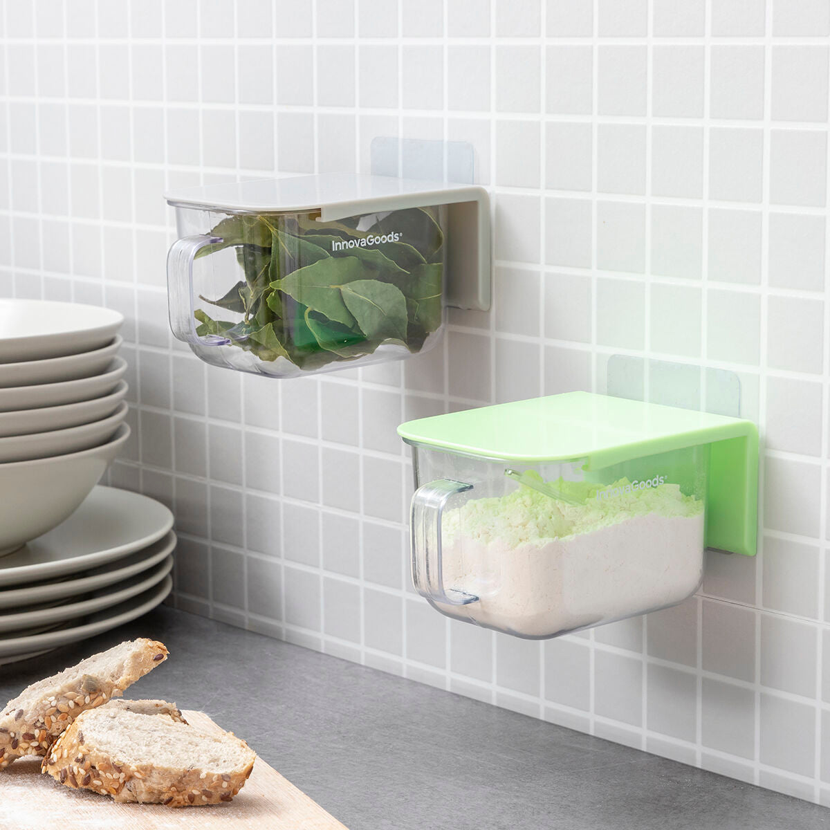 Recipientes de Cocina Adhesivos Extraíbles Handstore InnovaGoods Pack de 2 uds Verde Plástico (Reacondicionado A+)