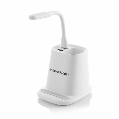 Cargador Inalámbrico con Soporte-Organizador y Lámpara LED USB 5 en 1 DesKing InnovaGoods RIV001 (Reacondicionado A)