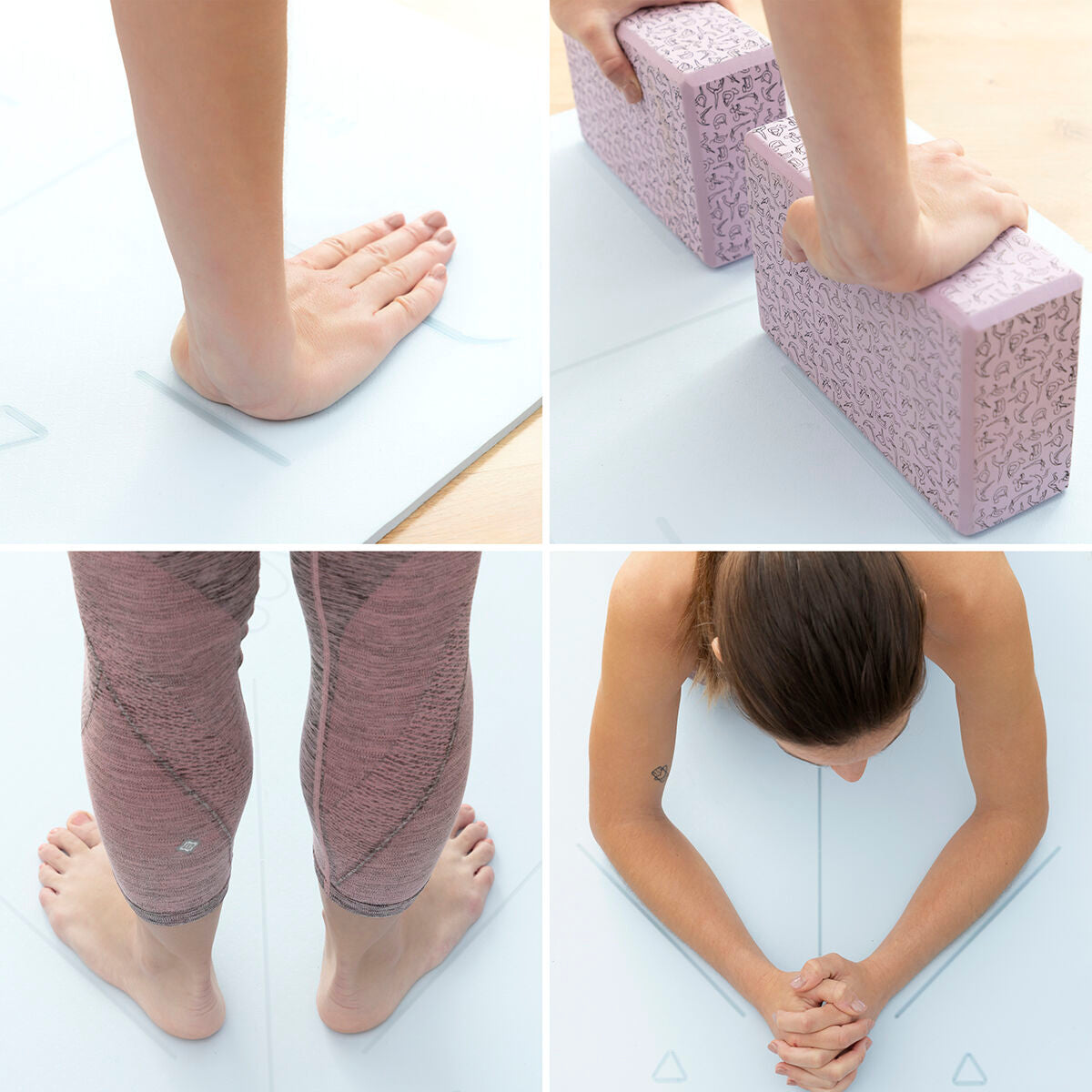 Tapis de Yoga Antidérapant avec Lignes de Position et Guide d’Exercices Asamat InnovaGoods Bleu (Reconditionné A)